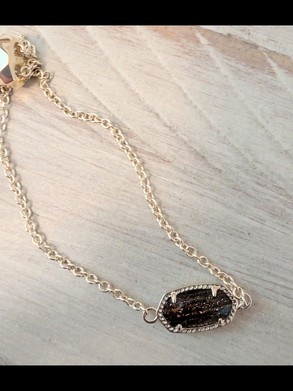 Kendra Scott Elaina Adjustable Chain Bracelet featuring a brown glittery stone